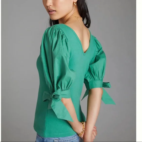 Anthropologie Maeve Puff Sleeve Top - Picture 2 of 6